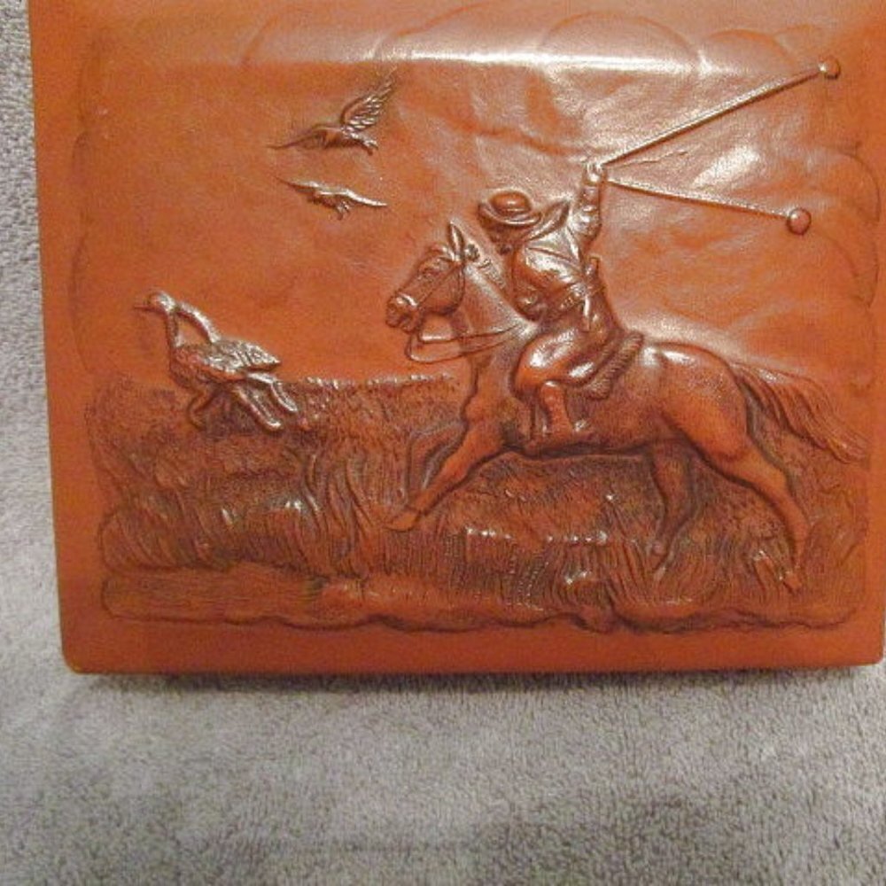 Vtg Cuervo Tooled Leather Covered Wood Box 3D Horse Equestrian Argentina Cigar